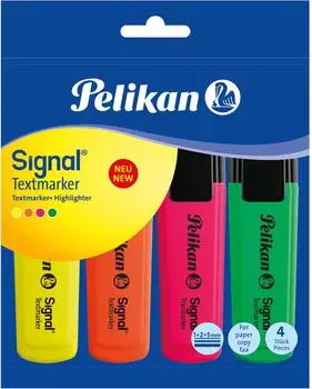 Pelikan Signal Textmarker, nachf&uuml;llbar, 4er-Set sortiert