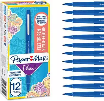 Paper-Mate Flair Faserschreiber, mittlere Spitze (0,7mm), blau, 12er-Pack (S0191013)