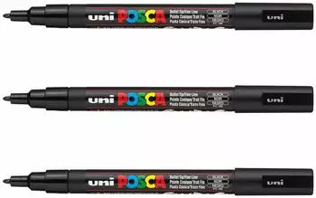 Posca PC-3M Marker schwarz, feine konische Spitze, 3er-Set (L PC3M/3 N)