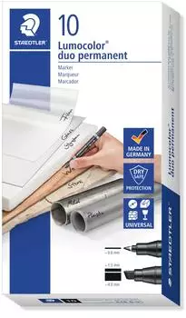 Staedtler Lumocolor 348 B Permanent Duo, schwarz, 10er-Set (348 B-9 VE)