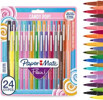 Paper-Mate Flair Candy Pop Filzstifte, mittlere Spitze 0,7mm, 24 St&uuml;ck (1985617)