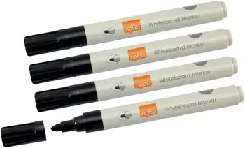 nobo Whiteboard-Marker Rundspitze, schwarz, 4er-Pack (1915707)