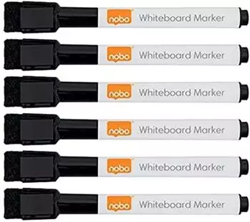 REXEL Whiteboard-Marker schwarz, trocken abwischbar, magnetisch, 6er-Set (2104184)