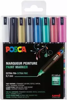 Posca PC-1MR Pigmentmarker, extra-feine Spitze, 8er Set Metallic (PC-1MR)