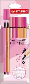 STABILO Pen 68 & point 88 &bdquo;Shades of Pink" Fineliner & Filzstifte, 8er-Set (SB-8/2-20)