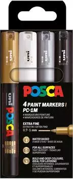 Posca PC-1MC Acrylstifte, Rundspitze, sortiert, 4er-Set