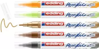 edding 5300 Acrylmarker fein 1,0-2,0mm, 5er-Set, farbsortiert