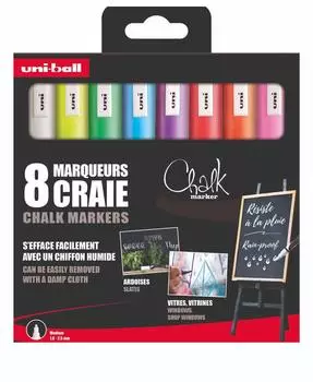 Mitsubishi Pencil Chalk Marker PWE-5M, mittlere Spitze, 8 Farben (PWE-5M)