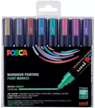 Posca Pigmentmarker PC-5M, 8er Box, metallic sortiert (PC-5M)