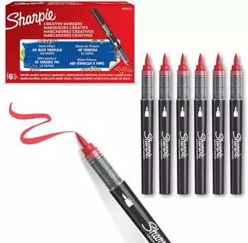 Sharpie Creative Marker Acryl-Pinselmarker, rot, 6er-Pack (2218113)