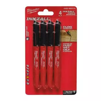 Milwaukee INKZALL Permanentmarker feine Spitze 4-teilig schwarz (4932480551)