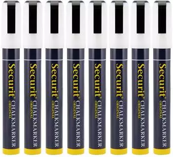 Securit Kreidemarker Medium 6mm Spitze, weiß (8er-Pack) (SMA510-V8-WT)