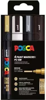 Posca PC-5M Pigmentmarker Metallic, Rundspitze, 4er-Set (PC-5M)