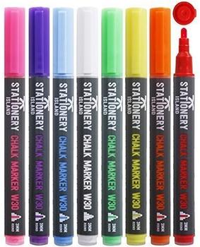 Stationery Island Pack of 8 3mm Wet Wipe Liquid Chalk Ink Pens