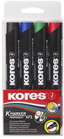 KORES 20943, KORES K-MARKER Permanentmarker - breit - Set mit 4 Farben