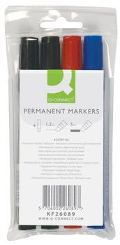 Q-CONNECT Permanentmarker 4er Etui farbig sortiert 2-5mm (KF26089)
