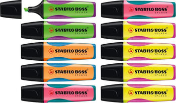 STABILO BOSS SPLASH 10er Pack je 2 x grün, orange, pink, 4 x gelb (75/10-1)