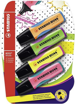STABILO BOSS SPLASH 4er Pack gelb, orange, grün, pink (B-52922-10)