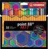 Stabilo Fineliner Point 88 ARTY, 8824/1-20, Strichbreite 0,4 mm, farbig...