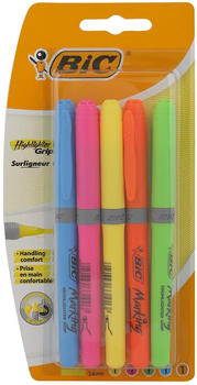 BIC Chisel Tip Grip Highlighter, Assorted Colours (5-Pack)