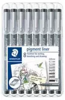Staedtler 308 SB8, Staedtler Pigmentliner, schwarz 8er Etui