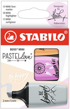 STABILO BOSS MINI Pastellove 2.0 3er Pack Seidengrau, frische Fuchsie, sanftes Orange (07/03-59)
