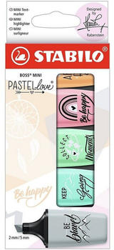 STABILO BOSS MINI Pastellove 2.0 5er Pack rosiges Rouge, zartes Türkis, Hauch von Minzgrün, Seidengrau, sanftes Orange (07/05-29-25)