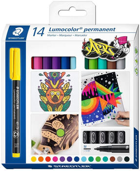 Staedtler Deco-Marker Lumocolor permanent pen 317 farbig sortiert 14 Stück (317 C14)