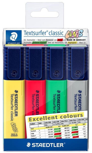 Staedtler Textsurfer Classic,364 farbig sortiert 4 Stück (530634)