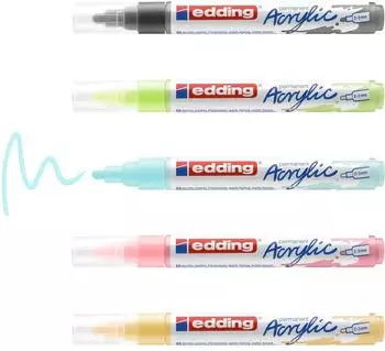 edding 5100 Acrylic Pastell Medium farbig sortiert 5 Stück (4-5100-5-099)