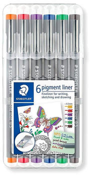 Staedtler Fineliner pigment liner farbig sortiert 6 Stück (30805-SSB6)