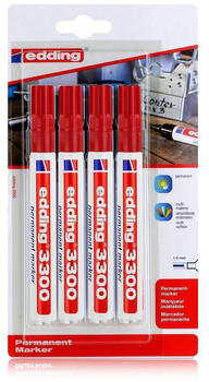 edding 3300 Permanent 4er rot Spitze 1-5mm wasserfest (1er Pack)