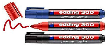 edding 300 Permanent Marker schwarz, rot & blau