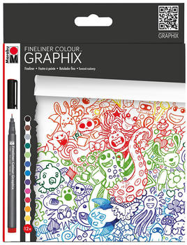 Marabu Schreibstifte Fineliner Graphix Doodle Supreme 0.5 mm 12 Stück schwarz