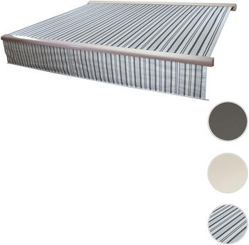 Mendler Vollkassetten-Markise T124 5x3m Volant Polyester grau/weiß