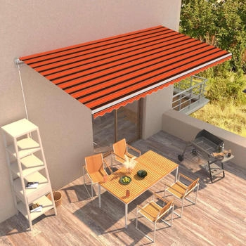 vidaXL Einziehbare Markise handbetrieben 600 x 300 cm orange und braun (3051227)