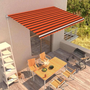 vidaXL Einziehbare Markise handbetrieben 450 x 300 cm orange und braun (3051219)