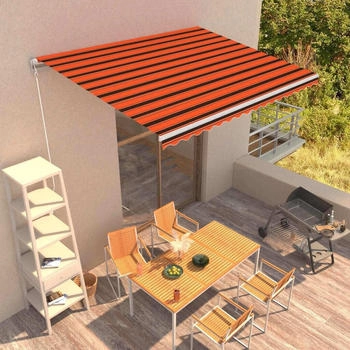 vidaXL Einziehbare Markise handbetrieben 400 x 300 cm orange und braun (3051216)