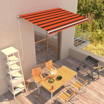 vidaXL Einziehbare Markise handbetrieben 350 x 250 cm orange und braun (3051211)