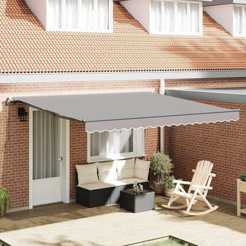 vidaXL Einziehbare Markise Hellgrau 400 x 300 cm Stoff (3330643)