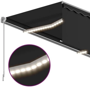 vidaXL Markise Manuell Einziehbar mit Rollo & LED 3x2,5 m Anthrazit (3069384)