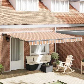 vidaXL Einziehbare Markise Bunt gestreift 400x300 cm Stoff (3330574)