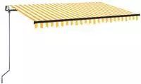 vidaXL Automatische Markise mit LED & Windsensor 450x350 cm Gelb/Wei&szlig;