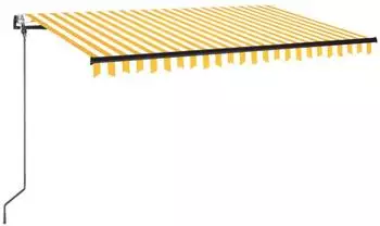 vidaXL Automatische Markise mit LED & Windsensor 450 x 350 cm gelb/wei&szlig; (3069213)