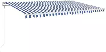 vidaXL Automatische Markise mit LED & Windsensor 500x350 Blau und Wei&szlig; (3069031)