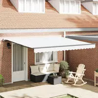 vidaXL Ausziehbare Markise Wei&szlig; 400 x 300 cm Polyester und Aluminium