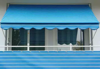 Angerer Klemm-Markise 150 x 150 cm blau-wei&szlig; gestreift