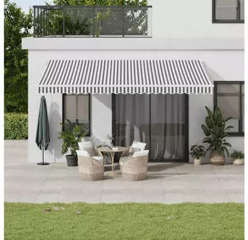 vidaXL Markise Einziehbar Automatisch LED Anthrazit/Wei&szlig; 500x350cm