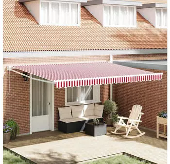 vidaXL Einziehbare Markise Rot, wei&szlig; 450 x 300 cm Stoff (3330921)