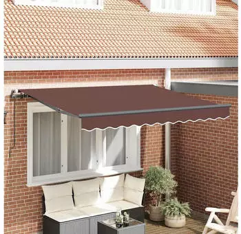 vidaXL Einziehbare Markise Braun 350 x 200 cm Polyester und Aluminium (3329676)